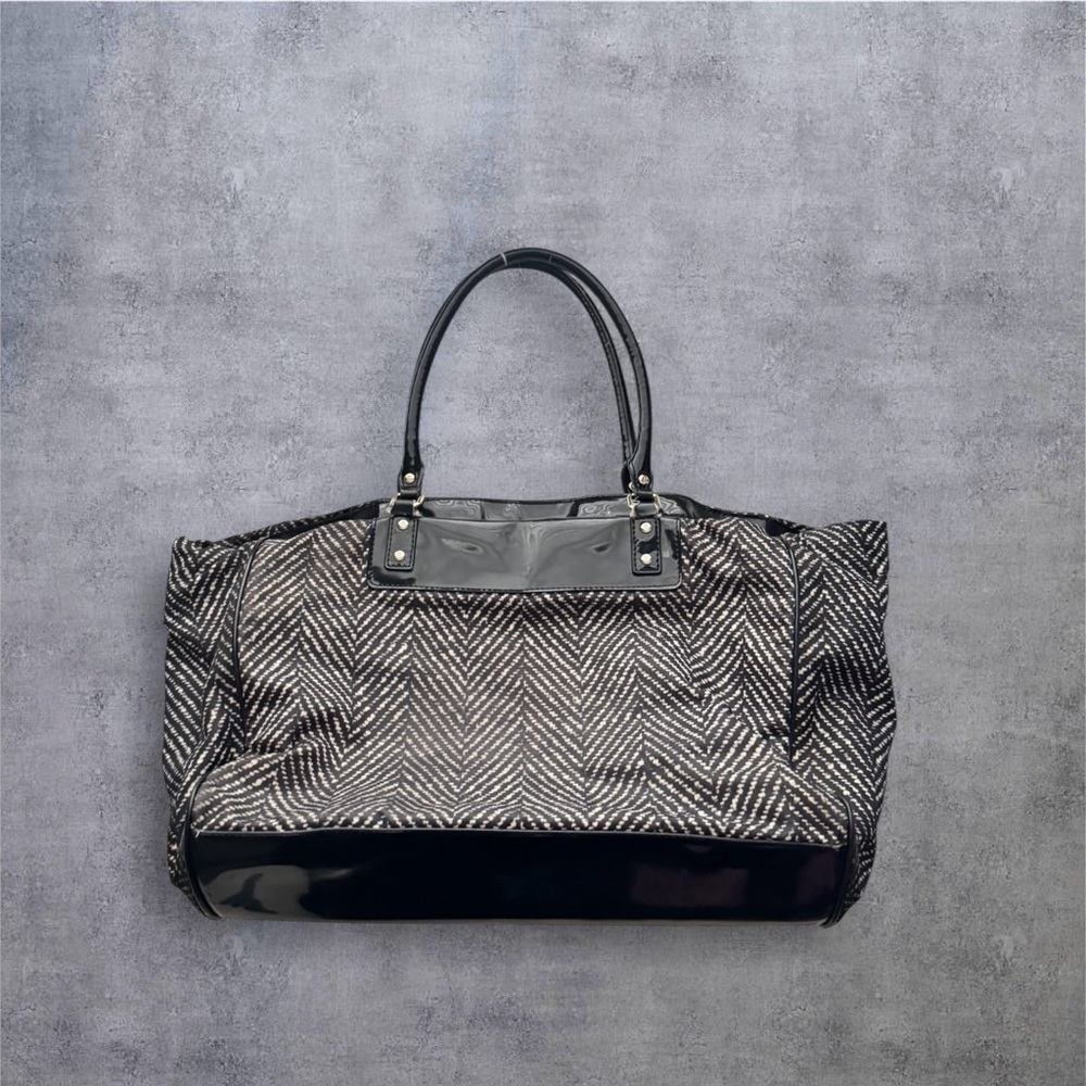 Kate Spade Black and Gray Herringbone Tote